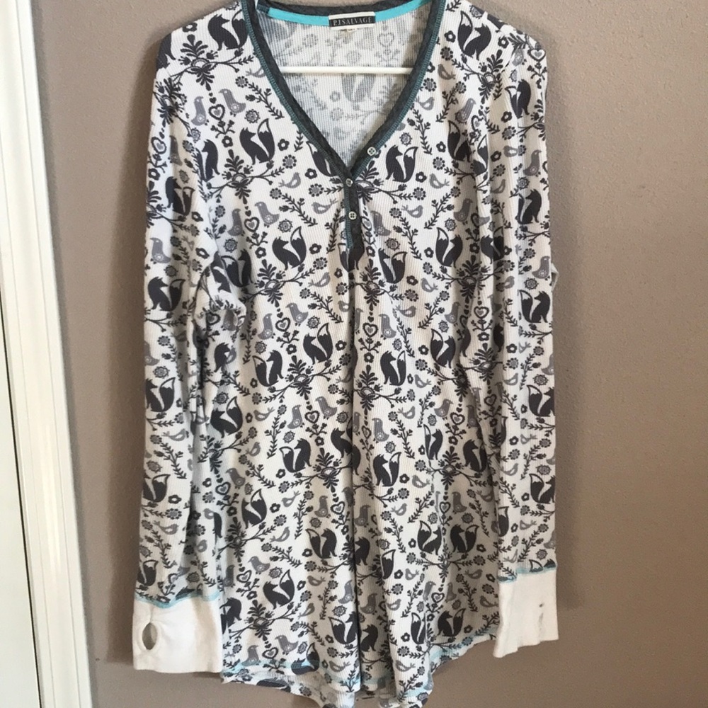 PJ Salvage thermal night shirt with Nordic print